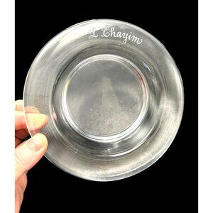 Simon Pearce Glass Vermont Clear Hanover Wine Bottle Coaster 'L'Chayim' signed